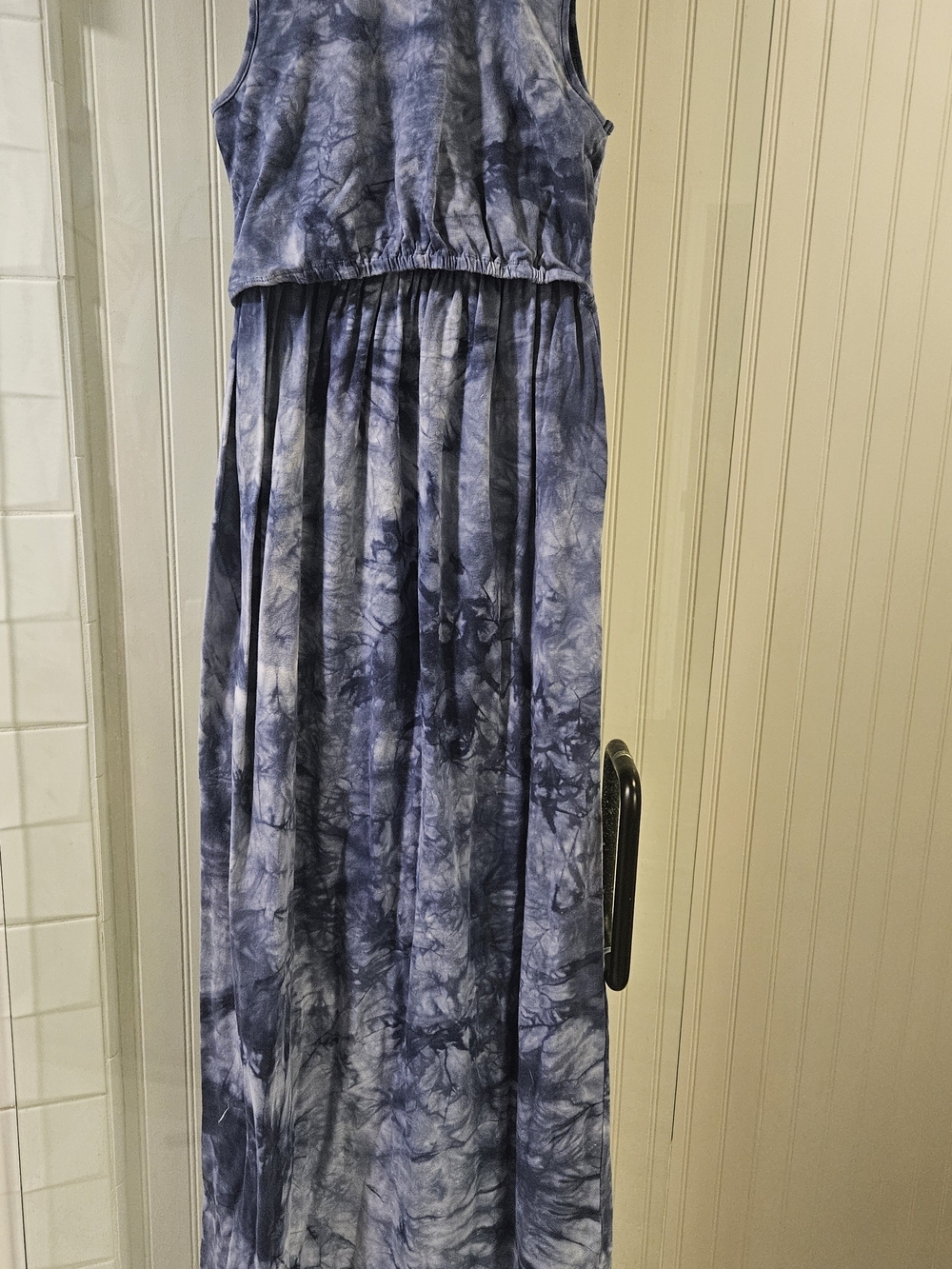 Nursing Queen Blue Tie-Dye Sleeveless Maxi Dress